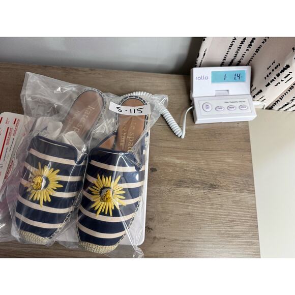 Kate Spade Solero Mule 6.5 Navy & White Stripe Espadrille Resort Vacation Daisy - Picture 13 of 13